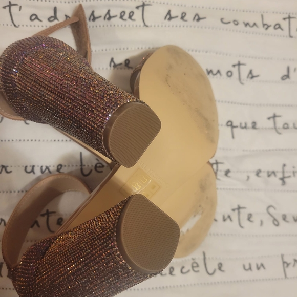 Call It Spring Glitter Block Heel Sandals - Purple and Tan - Picture 2 of 5